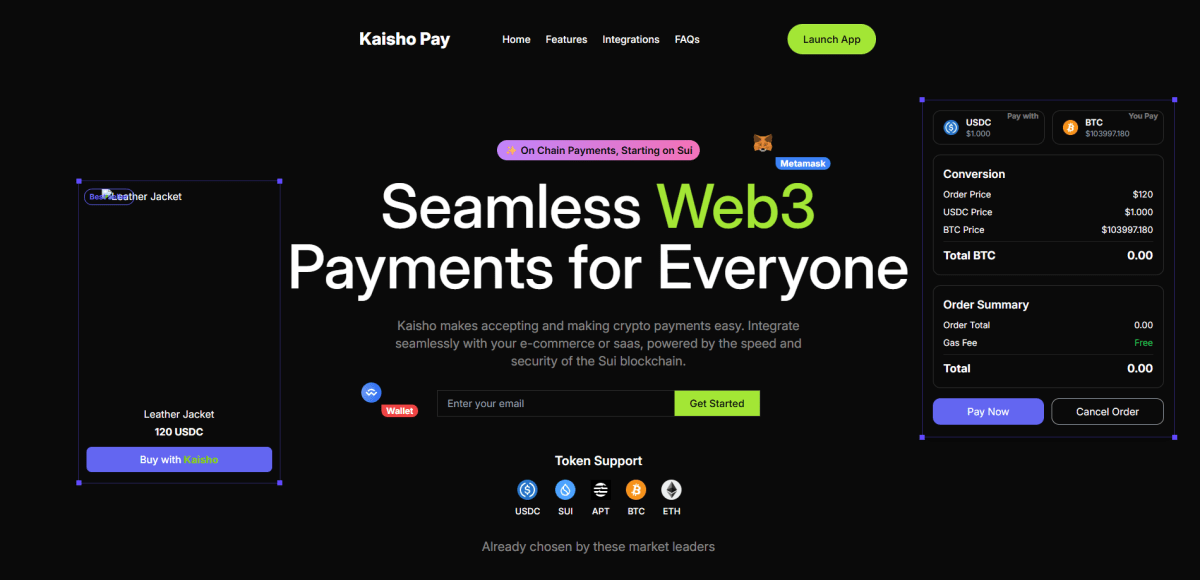 Kaisho Pay — Web3 payment platform screenshot